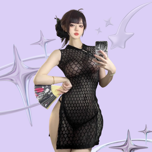 Black Sheer Cheongsam Lingerie