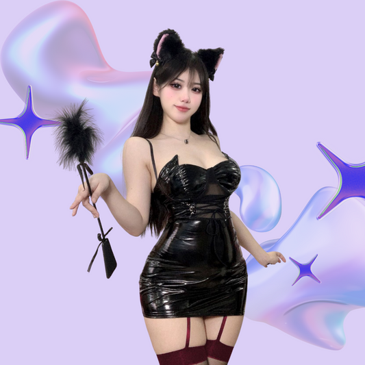 Patent Leather & Mesh Bodycon Dress