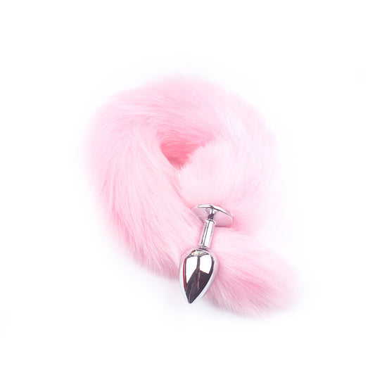 Pink Faux Fur Fox Tail Plug – Stainless Steel