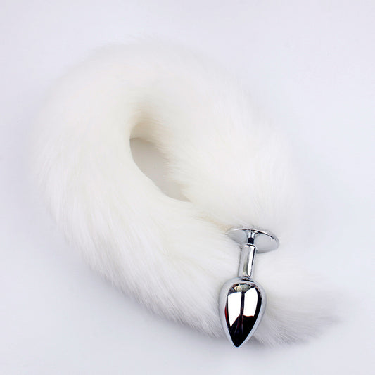 White Faux Fur Fox Tail Plug – Stainless Steel