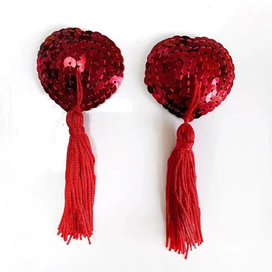 Red Sequin Tassel Pasties – Single Use