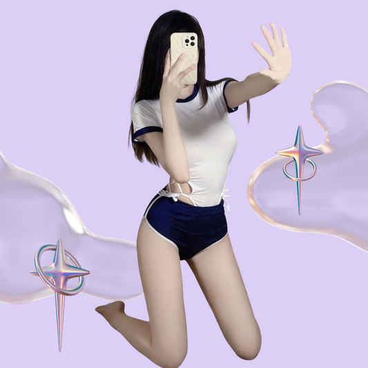 High-Cut School Uniform Bodysuit + Shorts