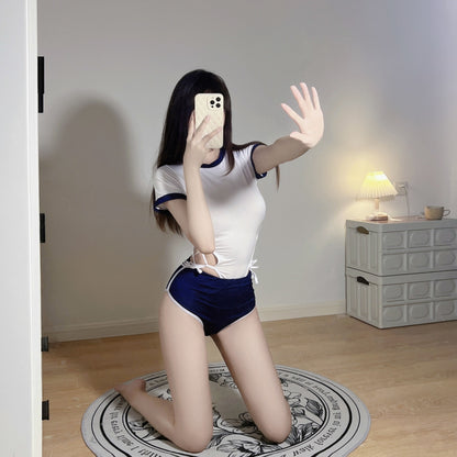 High-Cut School Uniform Bodysuit + Shorts